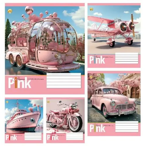 Зошити учнівські 48 аркушів клітинка Тверда 41510 РОЖЕВА, 10 шт. в упаковці