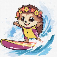 Набір для розпису по номерах для дітей 5+ Літо. Їжак ловить хвилю, Ideyka, 25x25 см, КНО1255