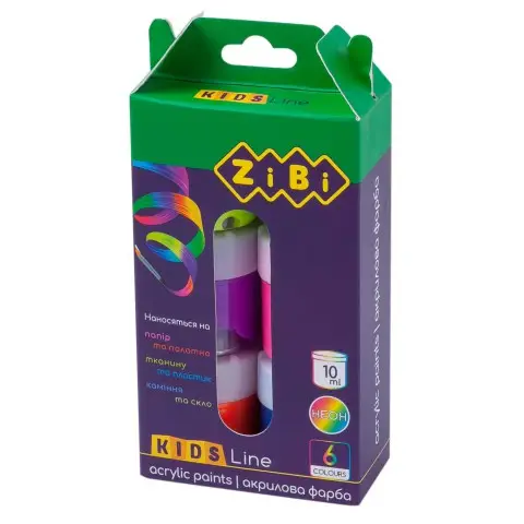 Фарби акрилові, 6 кольорів, 10 мл, Неон, ZB.6661