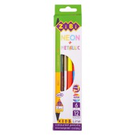 Олівці кольорові двосторонні Kids Line Neon+Metallic, 12 кольорів (6 шт.)