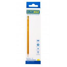 Олівець графітовий professional 2b, жовтий, без резинки, 12шт. У коробці