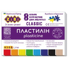 Пластилін classic 8 кольорів, 160г, kids line zb. 6231