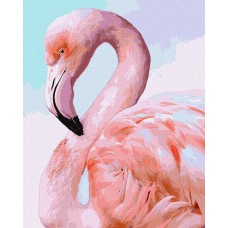 Картина за номерами  Тварини, птахи "рожевий фламінго" 40х50см кно4397