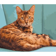Картина за номерами  леопардова кішка strateg розміром 40х50 см (gs252)