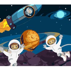 Картина за номерами  друзі космонавти strateg розміром 30х40 см (ss6716)