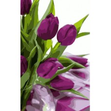 Картина за номерами  фіолетові тюльпани strateg розміром 50х25 см (ww016)