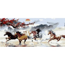 Картина за номерами  буйні коні strateg розміром 50х25 см (ww032)