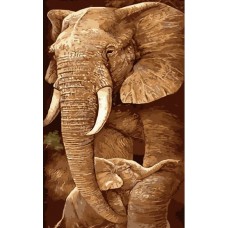 Картина за номерами  слоник з мамою strateg розміром 50х25 см (ww034)