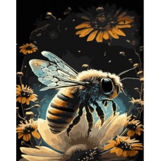 Картина за номерами  бджола серед квітів strateg розміром 40х50 см (gs1003)