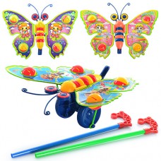 Каталка на палиці, метелик-брязкальце, махає крилами, 3 види, біля кулька, 27-20-8 см