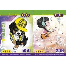 Зошит для нот, А5, 12 аркушів, на скобі, вертикальний, KIDS Line ціна за 20 шт. //