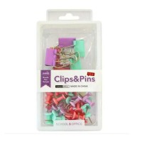 Набір канцелярський, біндери 19 мм 6 шт., кнопки-гвоздики 35 шт.