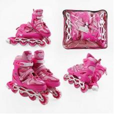 Роликові ковзани 39-43 розмір, колеса PVC, устілка 25-27 см, колір - рожевий INLINE SKATE 92403-L