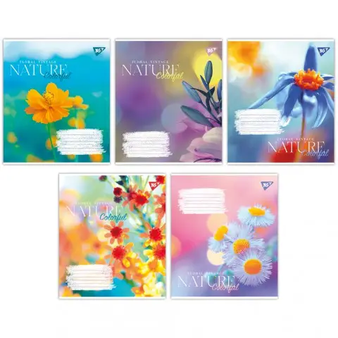 Зошити учнівські 18 аркушів клітинка Yes Nature colorful, 25 шт. в упаковці