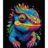 Набір для розпису по номерах Хамелеон і калейдоскоп кольорів, Strateg, на чорному фоні, 40x50 см, AH1123