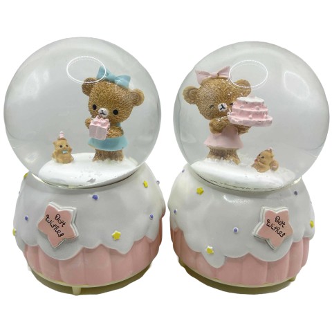 Снігова куля музична з підсвіткою Ведмедик з подарунками F-341-100 100 мм (В асортименті)