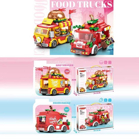 Конструктор Гамбургер-автомобіль, фруктовий автомобіль, L33012, (В асортименті)