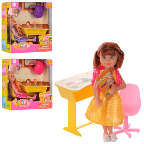 Лялька DEFA 13 см парта рюкзак стільчик (в асортименті) 8298