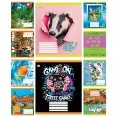 Тетради ученические 18 листов клетка Тверда Мікс 3, 20 шт. в упаковке