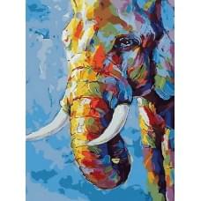 Алмазна мозаїка за номерами 30*40 "Кольоровий слон" карт уп. (полотно на рамі)
