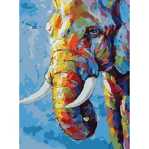 Алмазна мозаїка на підрамнику Кольоровий слон 30×40 см 60180_BGLD