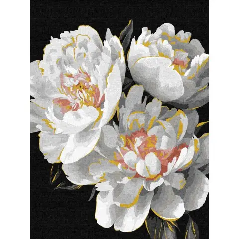 Картина за номерами Білосніжні бутони з фарбами металік Ideyka 30×40 см КНО3297