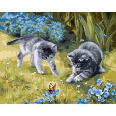 Набір для розпису по номерах. "Котики у саду" 40*50см КНО4252