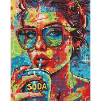 Алмазна мозаїка на підрамнику Дівчина з содовою Ideyka 40×50 см AMO8070