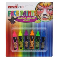 Фарба-олівець для гриму, неон, 6 кольорів