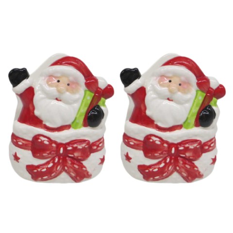 Серветниця кераміка Дід Мороз з подарунком 11×9 см B-0126