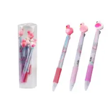 Ручка шариковая Фламинго объемная, 3 цвета, 8 шт., 8063-F