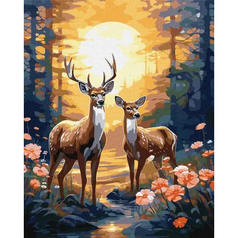 Набір для розпису по номерах Граціозні олені, 40x50 см, КНО6602