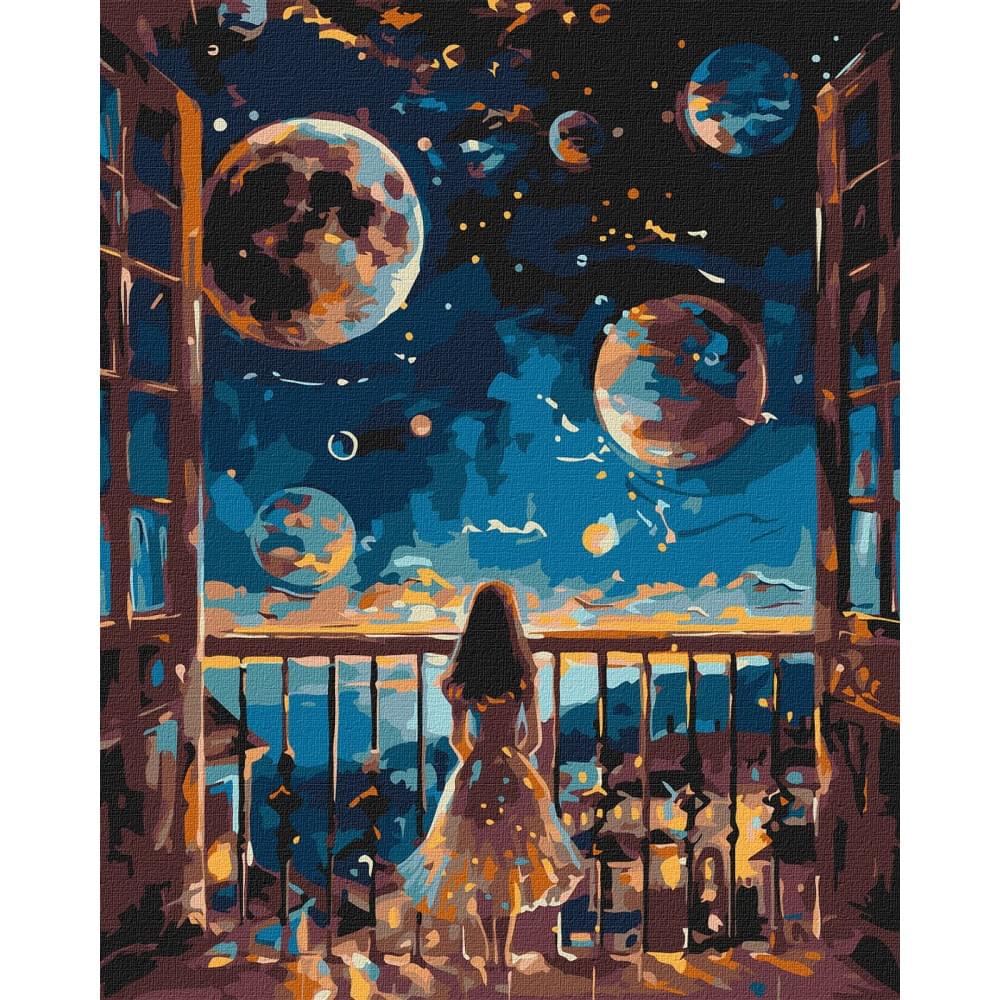 Набір для розпису по номерах "Мрійлива ніч" Ideyka 40х50см КНО5138