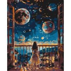 Набір для розпису по номерах "Мрійлива ніч" Ideyka 40х50см КНО5138