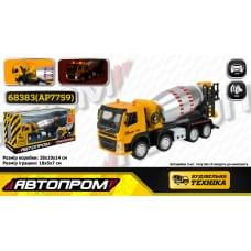 Будтехніка мет. АВТОПРОМ, 1:50 VOLVO Автобетонозмішувач, бат,світло,звук,рухливі деталі,у кор. 28*14*10см /32-2/
