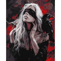 Картина за номерами Дівчина і ворона Ideyka 40×50 см КНО8687