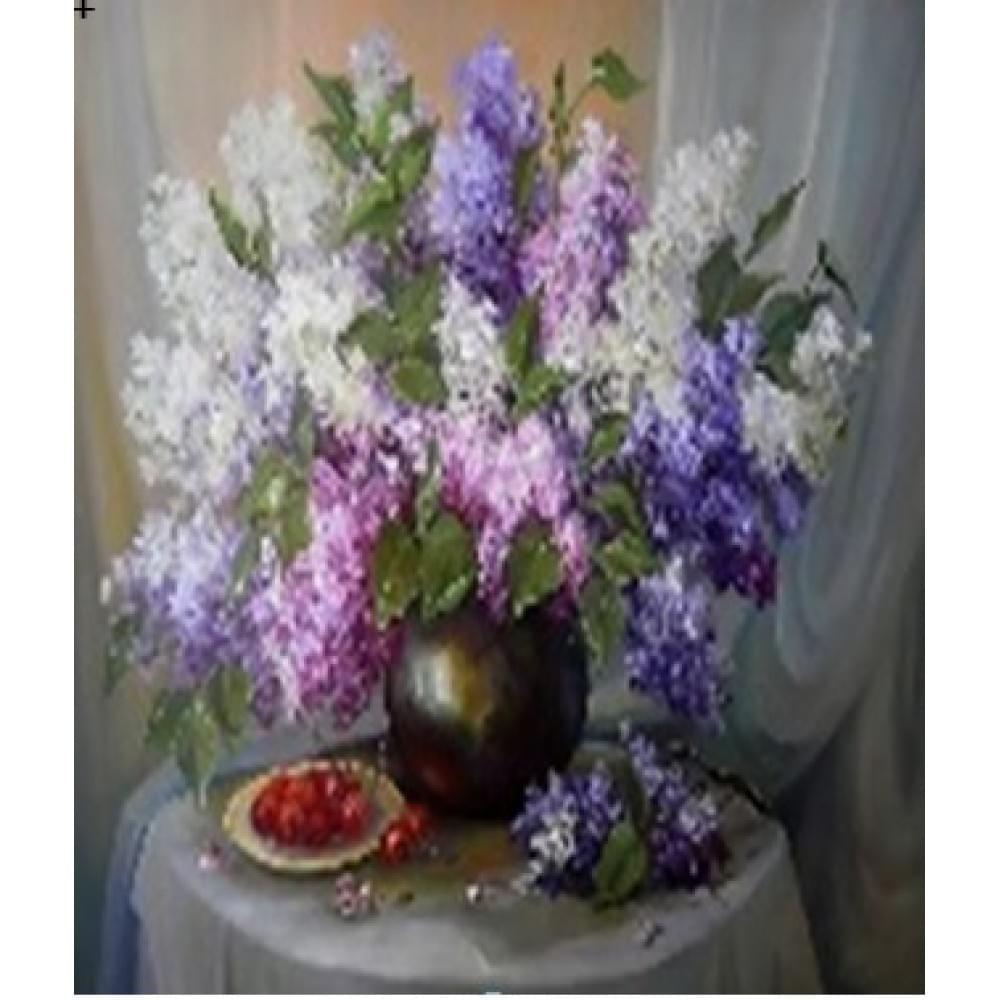 Алмазна мозаїка за номерами 40*50 "Бузок" карт уп. (полотно на рамі)