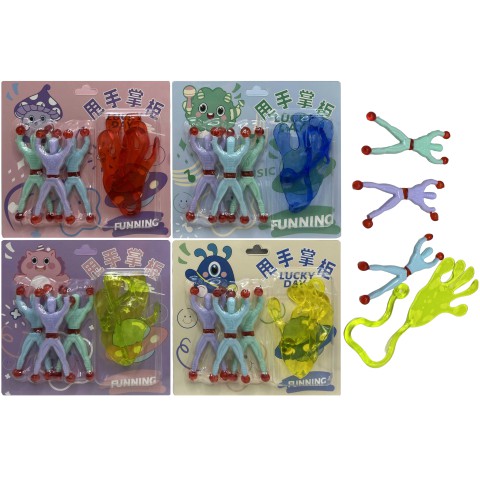 Іграшка-прилипала Людина-павук, 3 шт. + рука, у блістері (В асортименті)