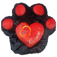 М’яка іграшка Подушка Лапка з серцем, середня, чорно-червона, 45x47 см