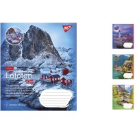 Зошити учнівські 18 аркушів клітинка. YES Northern travel, 25 шт. в упаковці