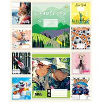 Зошити учнівські 12 аркушів клітинка Тверда ТЕ41102 Мікс 3, 25 шт. в упаковці