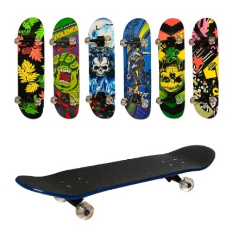 Скейт, 79x20 см, наждачка, алюмінієва підвіска, PU колеса, підшипники ABEC-7, MS0355-4 (В асортименті)