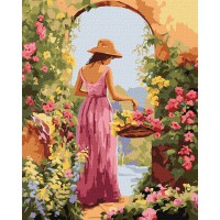 Набір для розпису по номерах Дівчина з квітами, 40x50 см, КНО8431