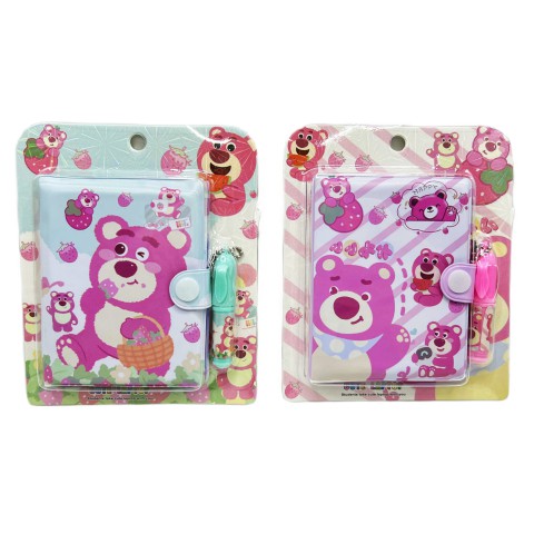 Блокнот на кнопці ПВХ з ручкою-брелоком Ведмідь, 8x10 см, 45 аркушів (В асортименті)