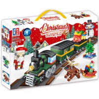 Конструктор Потяг Дід Мороз сніговик ялинка олень 490 деталей 123-507
