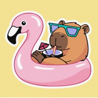 Набір для розпису по номерах для дітей 5+ Капібара у відпустці, Ideyka, 40x40 см, КНО6743