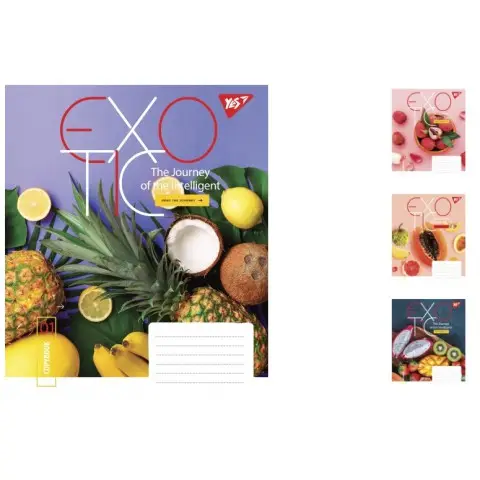 Зошити учнівські 60 аркушів клітинка. YES Exotic, зошит дя записів 10 шт. в упаковці