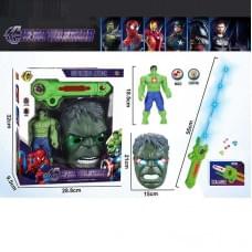 Набір героя меч, маска, фігурка героя, підсвічування, звукові ефекти, регульована довжина меча, реагує на рух, в кор. /30-2/