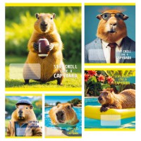 Зошити учнівські 24 аркуша клітинка Тверда CAPYBARA, 20 шт. в упаковці