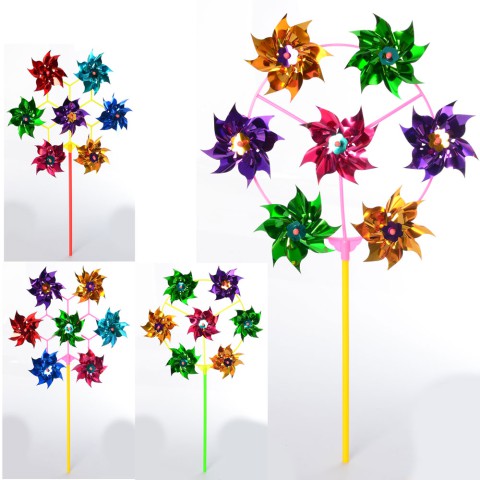 Вітрячок квітка, діаметр 28 см, паличка 28 см, фольга
